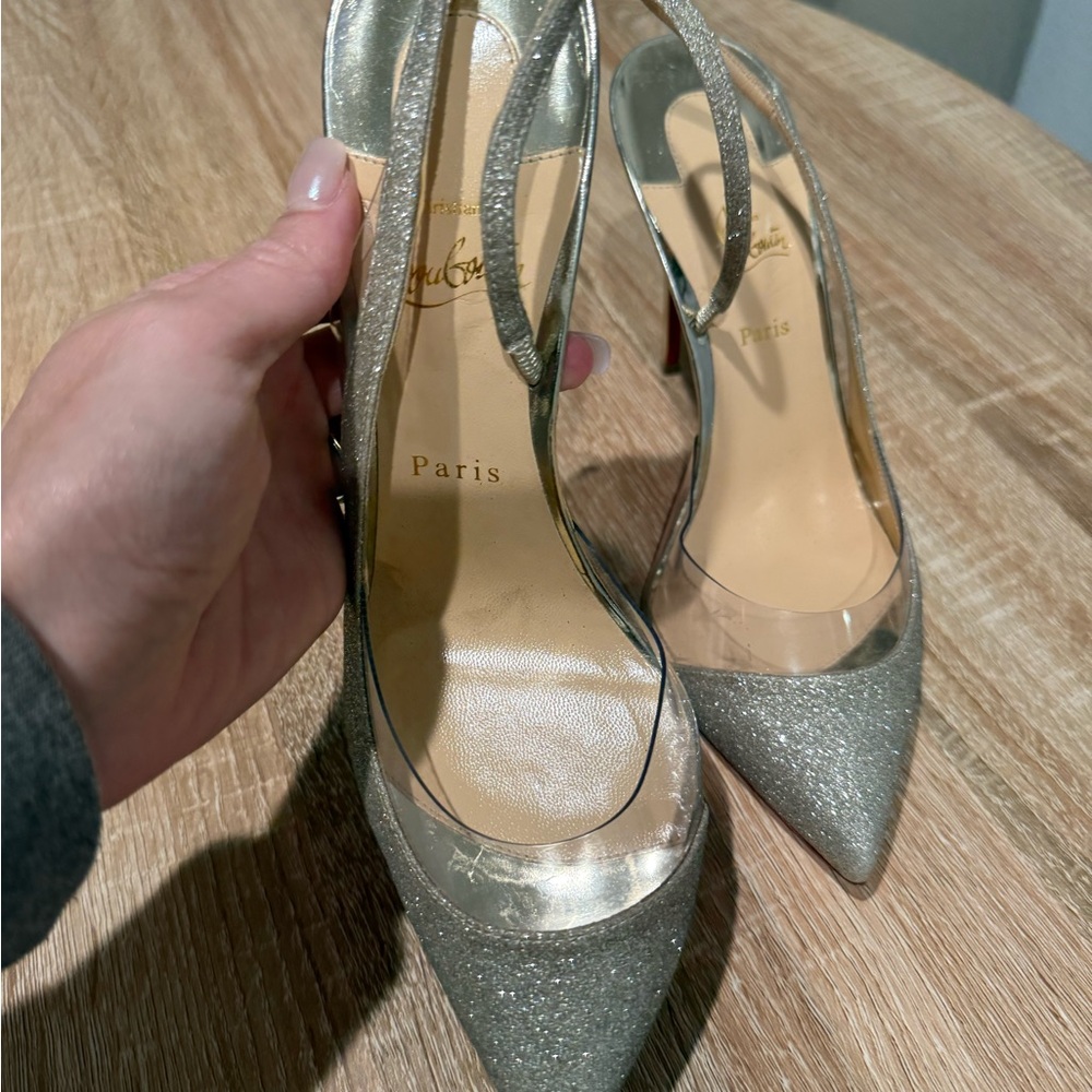 Christian Louboutin Silver Glitter Heels